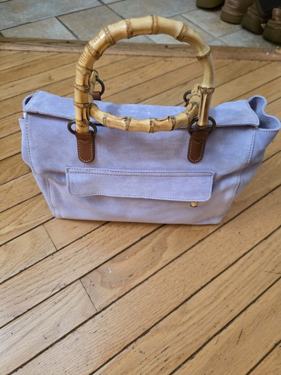 J. Crew Handbags - Vintage J Crew Women's Lavender Suede Tote Purse with Bamboo Handles. NWT